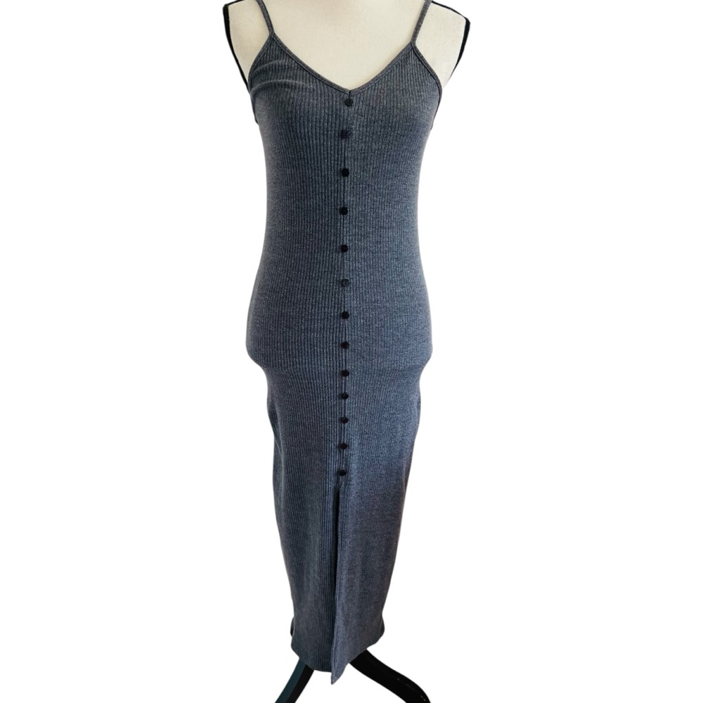Vici Charcoal Ribbed Sleeveless  Maxi Dress